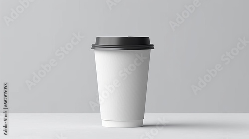 Paper Cups Mockup for Coffee Shop Takeaway on Light Background. AI generated