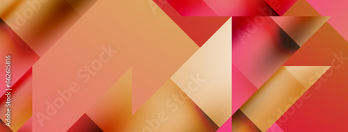 Vivid abstraction unfolds. Triangles in seamless harmony, composing dynamic geometric backdrop. Interplay of angles and hues forms captivating tapestry, evoking modernity and artistic allure