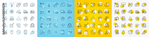 Vector icons set of Factory, Delivery truck and Like line icons pack for web with Download, Phone payment, Video conference outline icon. Cooking whisk, Refrigerator app. Vector