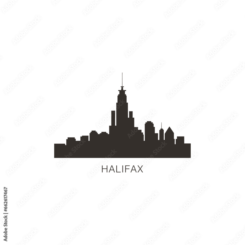 Canada Halifax cityscape skyline city panorama vector flat modern logo icon. Nova Scotia town emblem idea with landmarks and building silhouettes. Isolated graphic