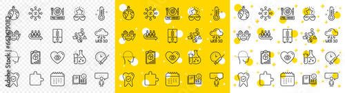 Outline Refrigerator, Web3 and Report line icons pack for web with Consulting business, Builders union, Thermometer line icon. Best glasses, Instruction info. Yellow design with 3d stars. Vector