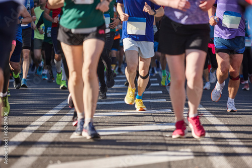 Runners on the street. Healthy lifestyle. Marathon. Athletics © h368k742