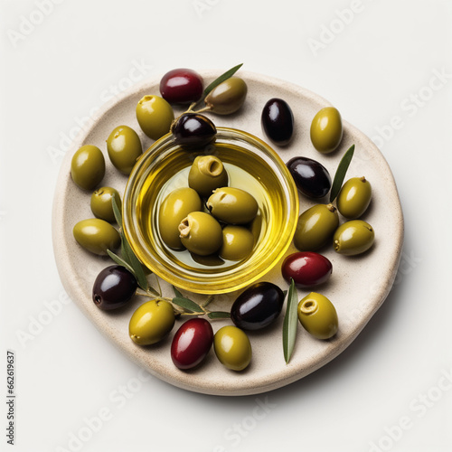 Olive & Olive Oil White Background