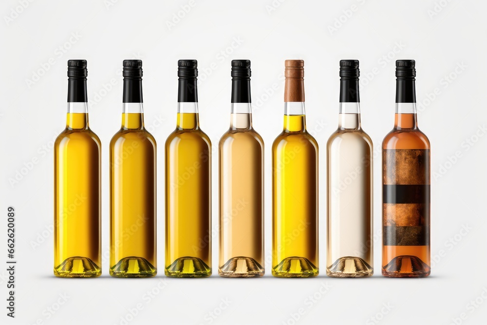 Bottles of white wine with blank front label Bottles of white wine with blank front label