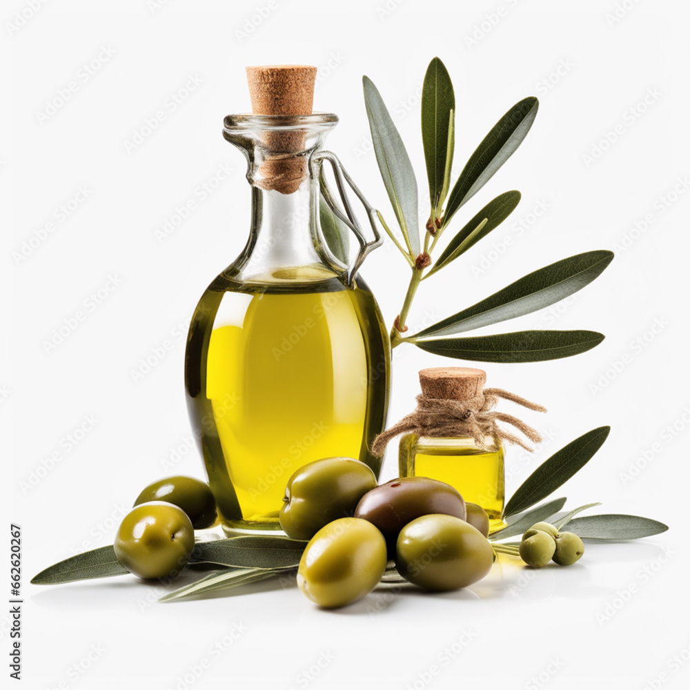 Olive & Olive Oil White Background Olive & Olive Oil White Background