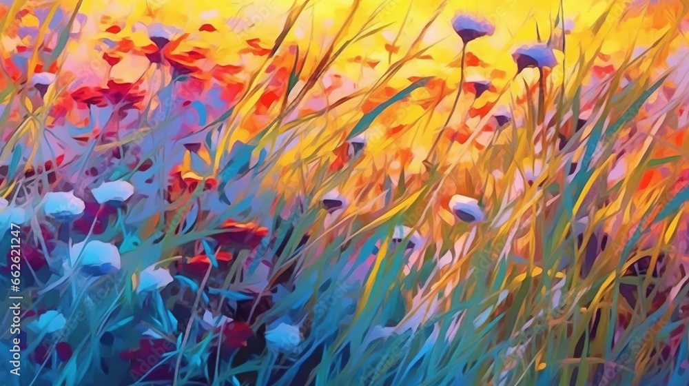 Wildflower meadows. Fantasy concept , Illustration painting. Wildflower meadows. Fantasy concept , Illustration painting.