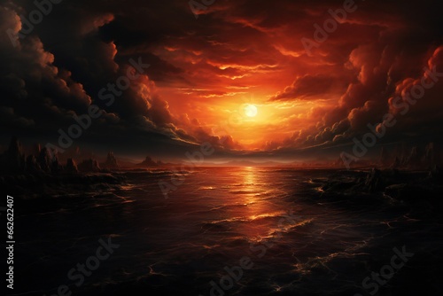 End of the world  the last sunset in the history of mankind  extreme details Generative AI