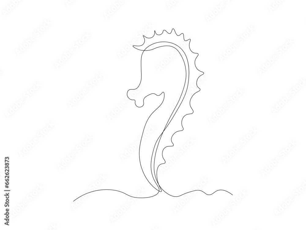 Abstract Seahorse continuous one line art drawing Abstract Seahorse continuous one line art drawing