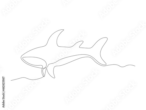 Abstract shark continuous one line art drawing