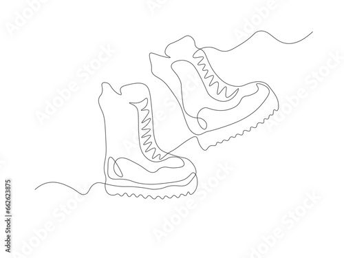 Abstract warm boots continuous one line art drawing