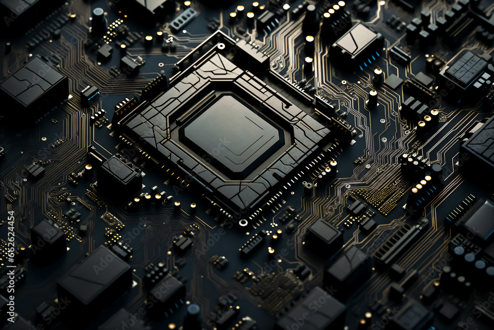 close-up of circuit board chip, high tech concept, Smart Chips concept, artificial intelligence close-up of circuit board chip, high tech concept, Smart Chips concept, artificial intelligence