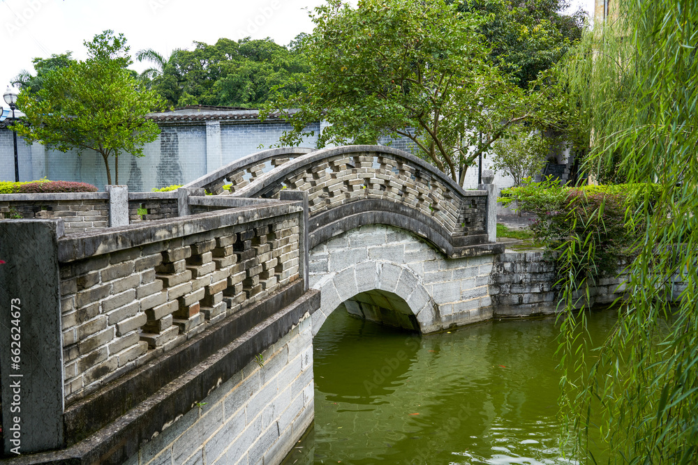 Stone bridge in a private garden during the Republic of China in Longzhou, Guangxi, China