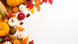 Autumn Banner, with yellow autumn leaves and copy space for text 