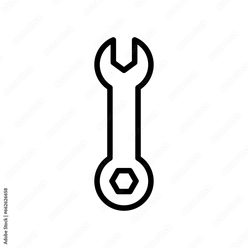 Wrench line icon. Repair wrench symbol. Wrench tool in png. Spanner symbol.