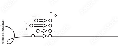 Order line icon. Continuous one line with curl. Align process sign. Alignment sort symbol. Order single outline ribbon. Loop curve pattern. Vector