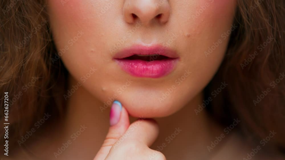 Portrait of Young Woman Biting Lip as Flirting at Date on Camera. Cropped View on Feminine Face of Nice Female Person with Glowing Skincare. Femininity of Sexy Adult Girl Thinking on Idea or Decisions Portrait of Young Woman Biting Lip as Flirting at Date on Camera. Cropped View on Feminine Face of Nice Female Person with Glowing Skincare. Femininity of Sexy Adult Girl Thinking on Idea or Decisions