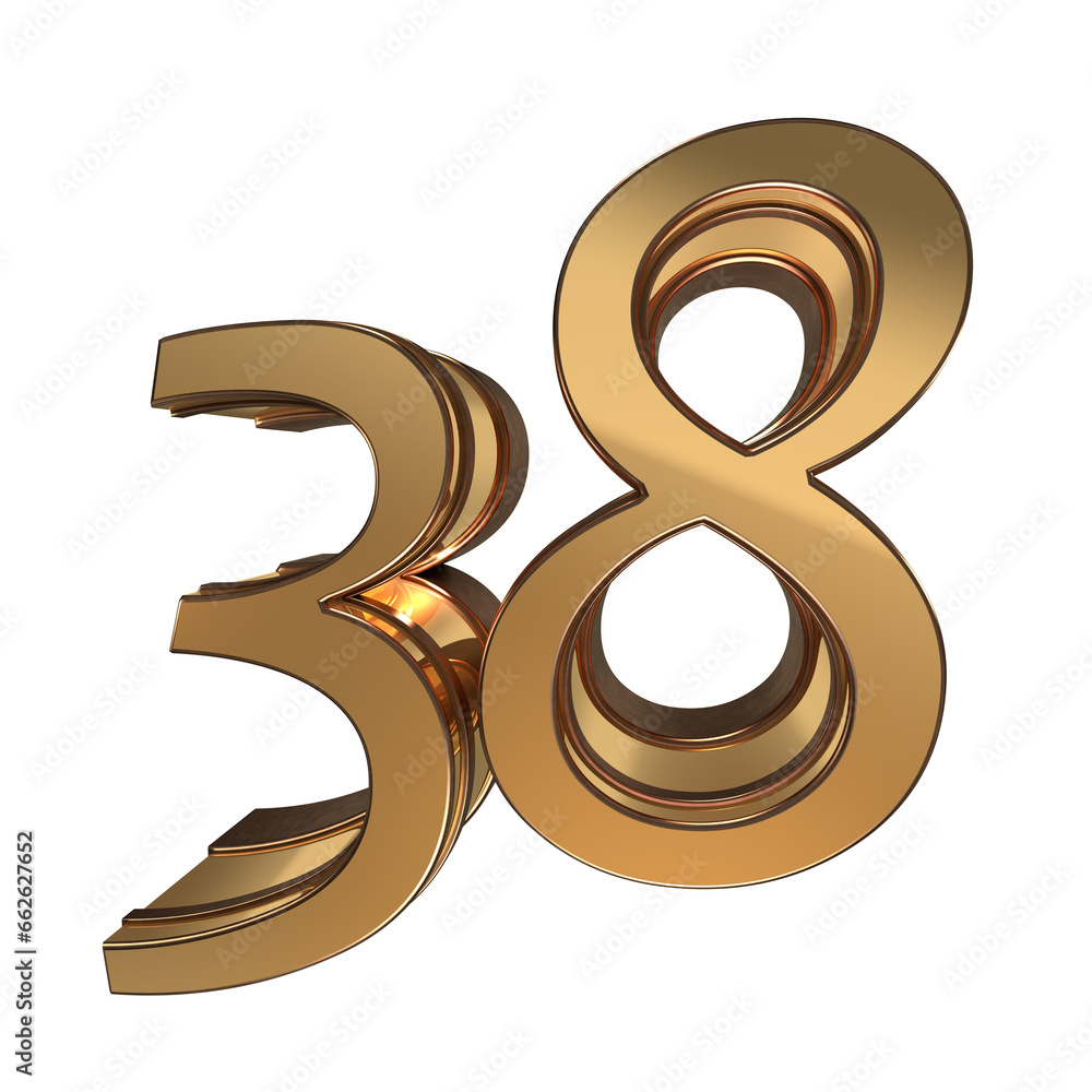 Fotografie Elegant gold 3d number 38