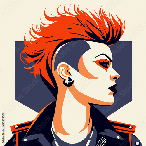 Vector illustration of a punk feminist woman photo
