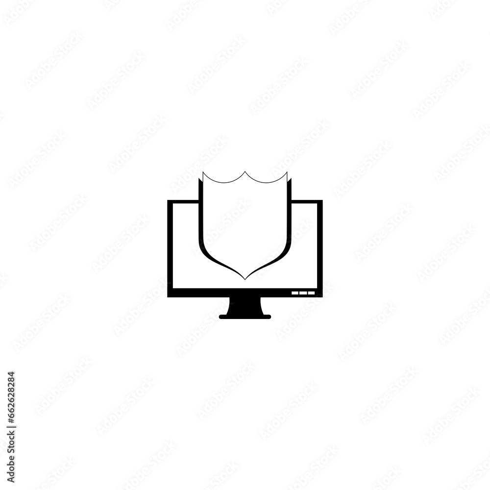 Shield monitor icon isolated on transparent background Shield monitor icon isolated on transparent background