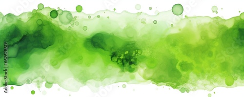 Rectangular horrible banner, bubbly, green acid that reminds one of disease and toxicity on white background Generative AI photo