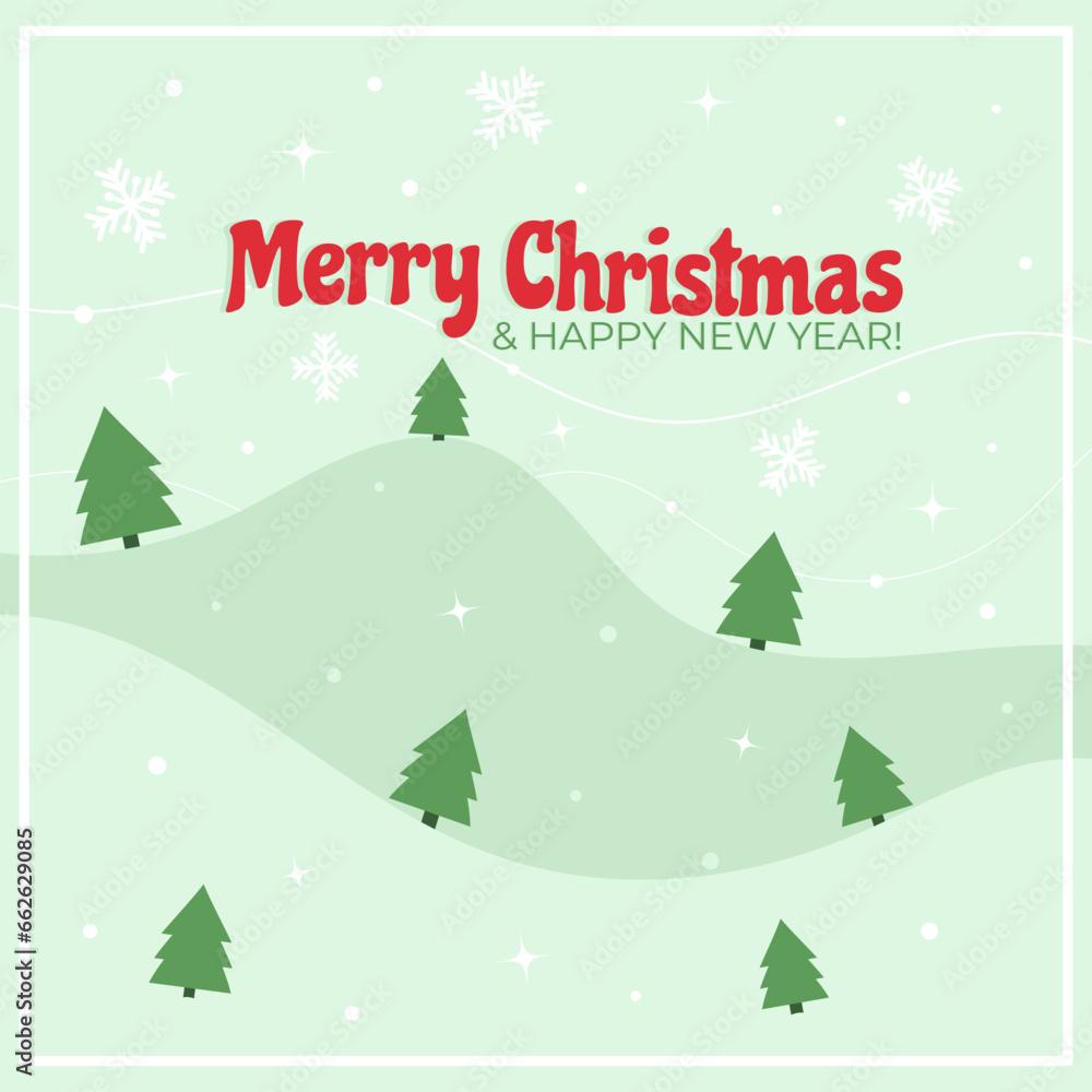 A simple Christmas and New Year card with Christmas trees