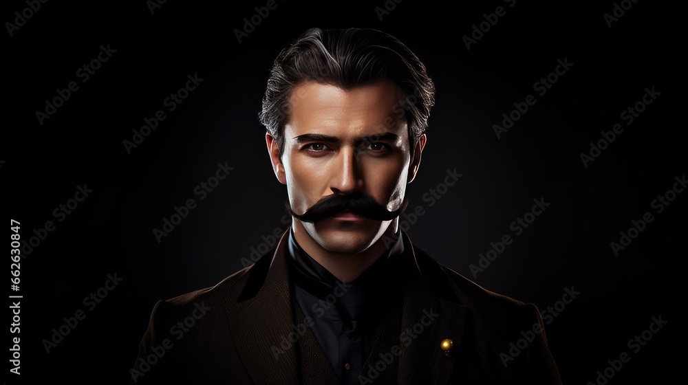 Highlight the art of facial grooming with an eye-catching portrayal of a perfectly styled mustache, its shadow accentuating its masculinity. Highlight the art of facial grooming with an eye-catching portrayal of a perfectly styled mustache, its shadow accentuating its masculinity.