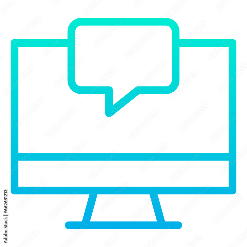 Outline Gradient Monitor Chat icon Outline Gradient Monitor Chat icon
