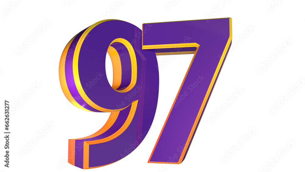 Fototapeta premium Purple 3d number 97