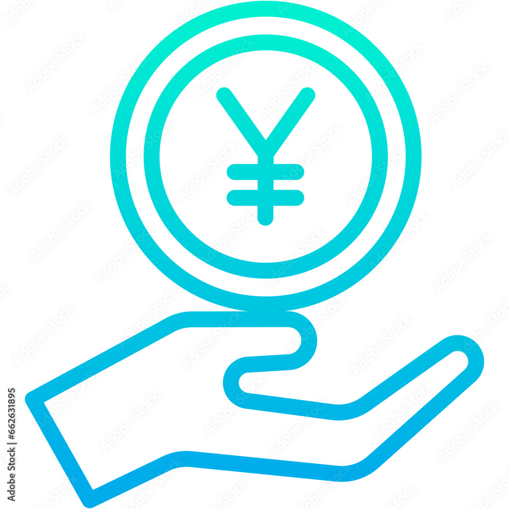 Fototapeta premium Outline Gradient Yen Charity, Save icon