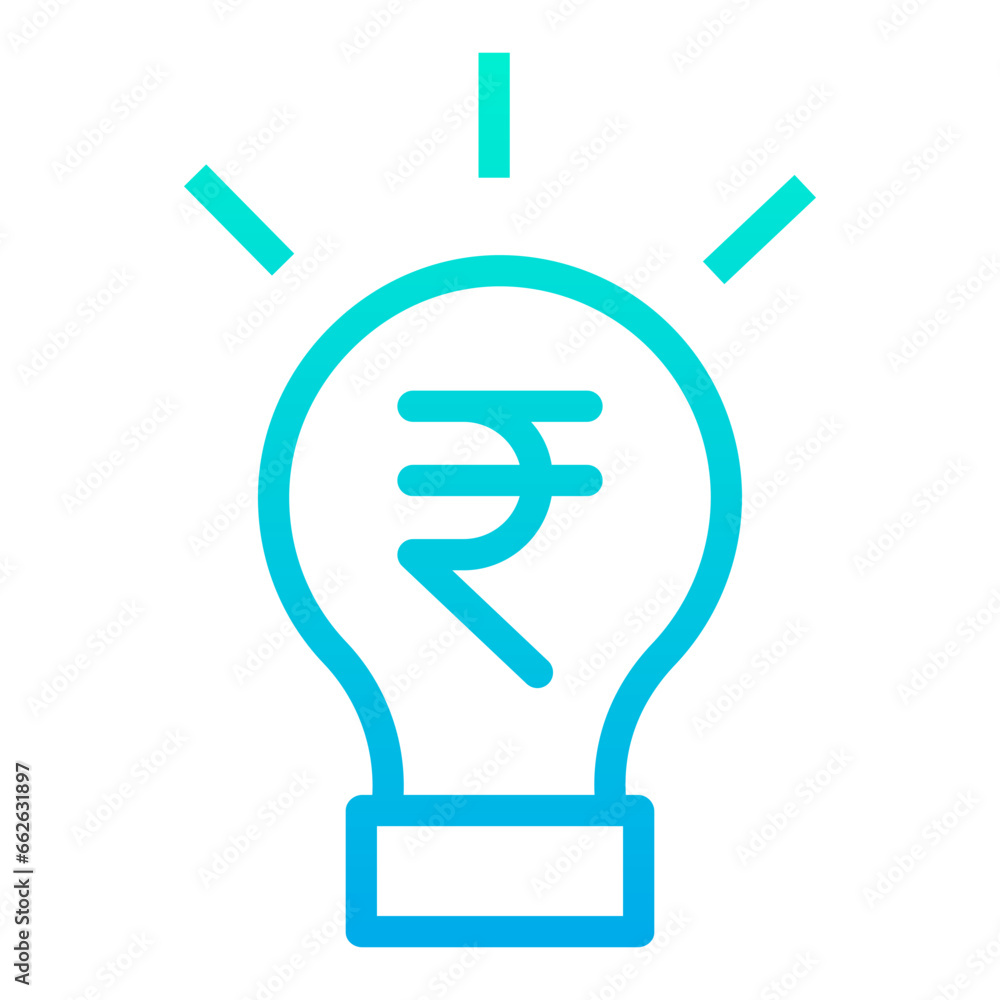 Outline Gradient Rupees Idea bulb icon Outline Gradient Rupees Idea bulb icon