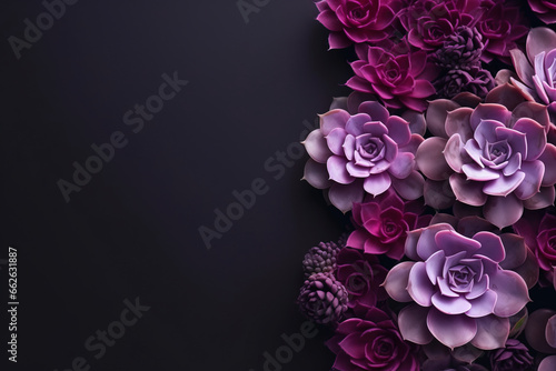 minimalistic purple background with succulents, with empty copy space © Uwe