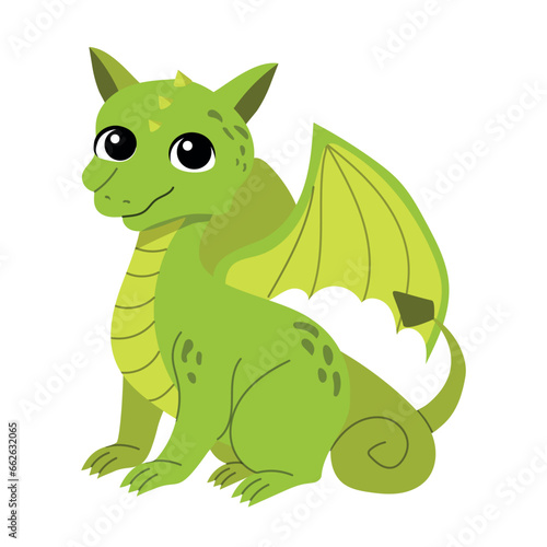 Little dragon vector illustration. Cartoon cute baby fairy tale fantasy character