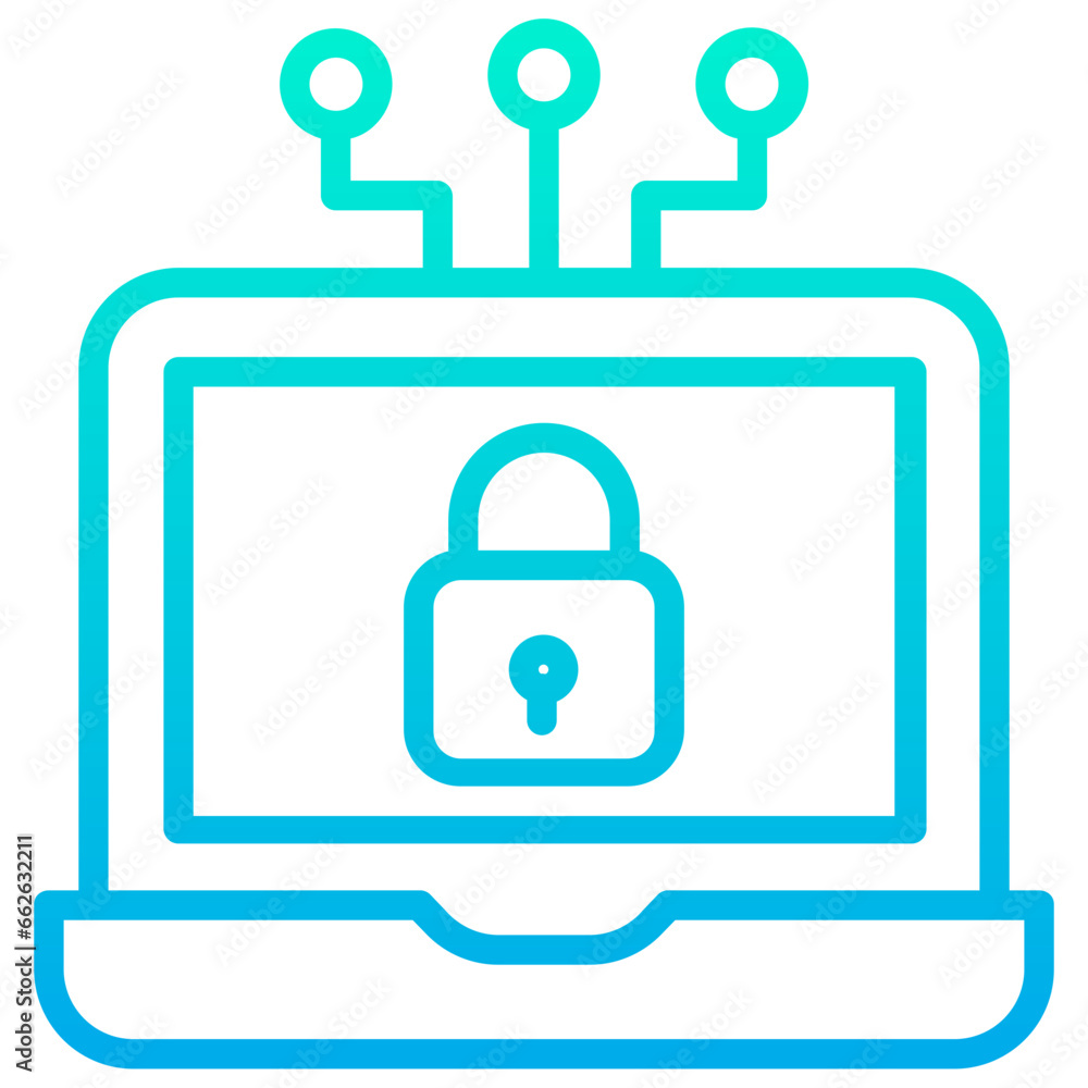 Outline Gradient Lock Laptop icon Outline Gradient Lock Laptop icon