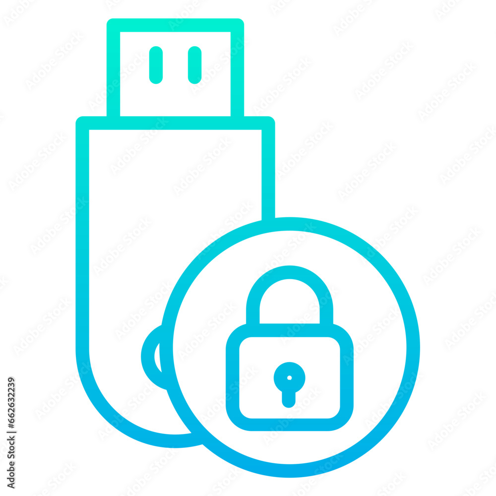 Obraz premium Outline Gradient Pendrive Lock icon