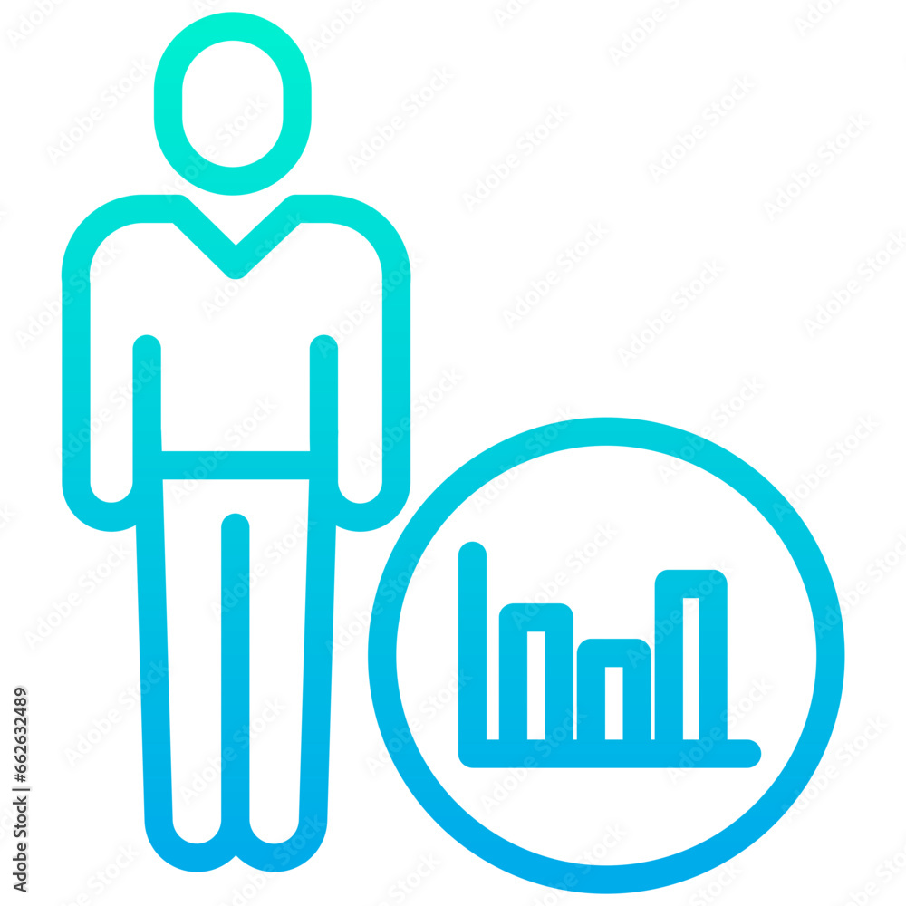 Outline Gradient User analytics icon Outline Gradient User analytics icon