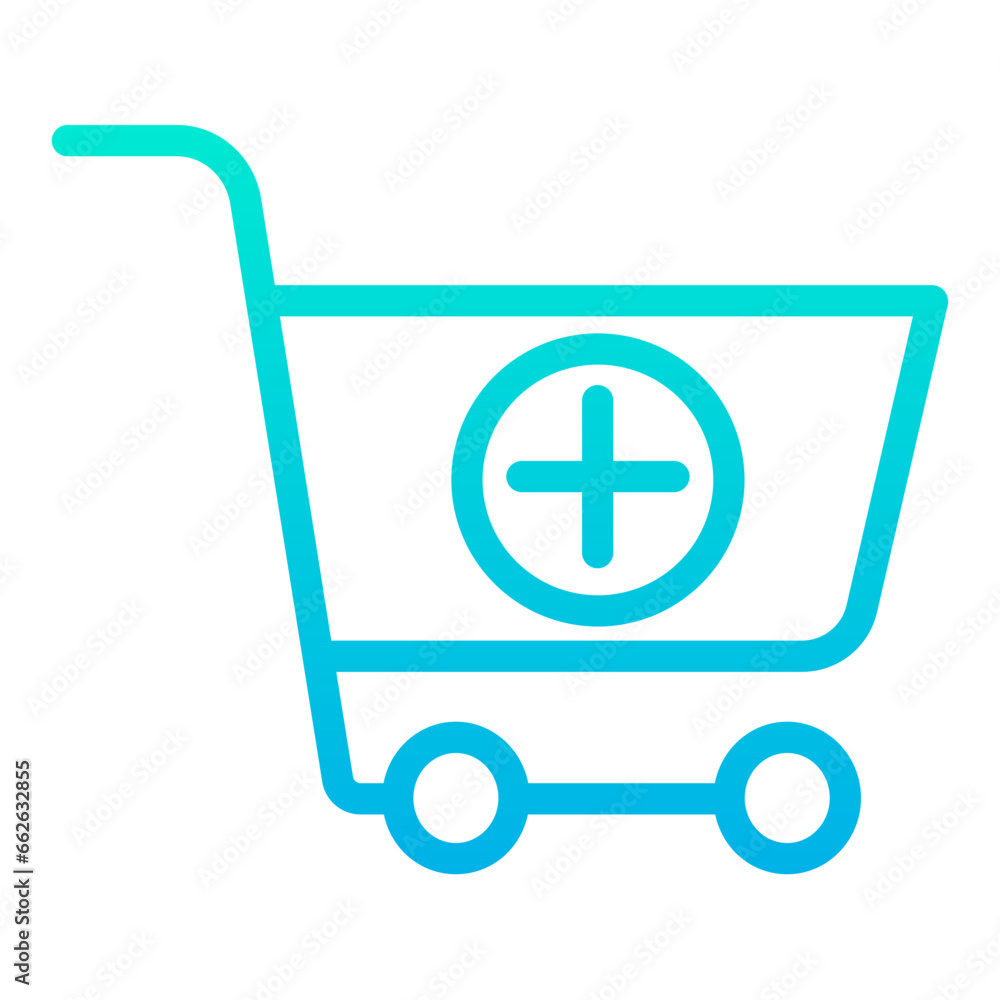 Outline Gradient Cart Add icon Outline Gradient Cart Add icon