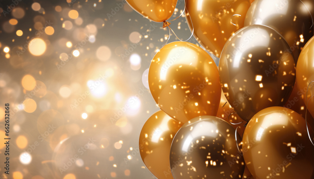 Beautiful Festive Background with Golden Balloons Beautiful Festive Background with Golden Balloons