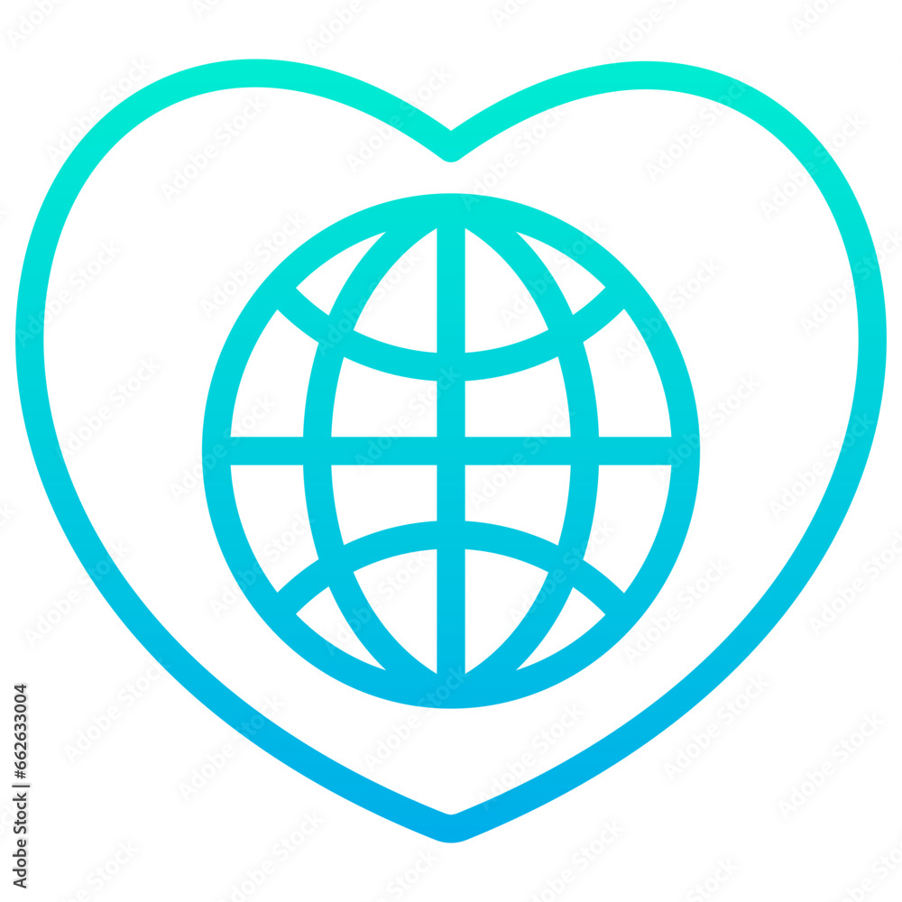 Outline Gradient Love Earth icon Outline Gradient Love Earth icon