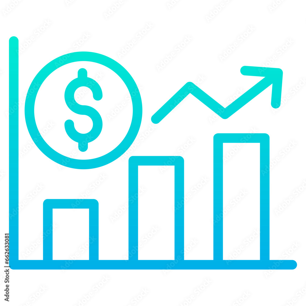 Outline Gradient Dollar Graph icon Outline Gradient Dollar Graph icon