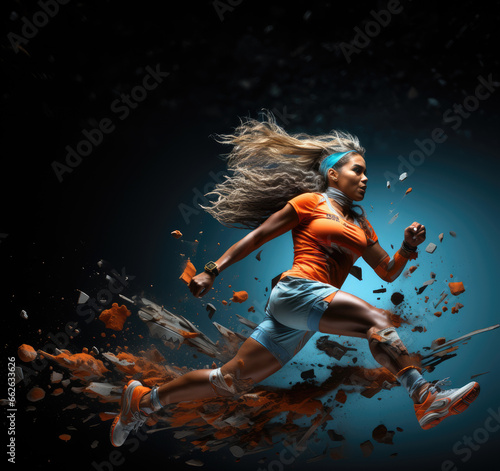 Wallpaper Mural Generative ai illustration of Active and atletic female running Torontodigital.ca