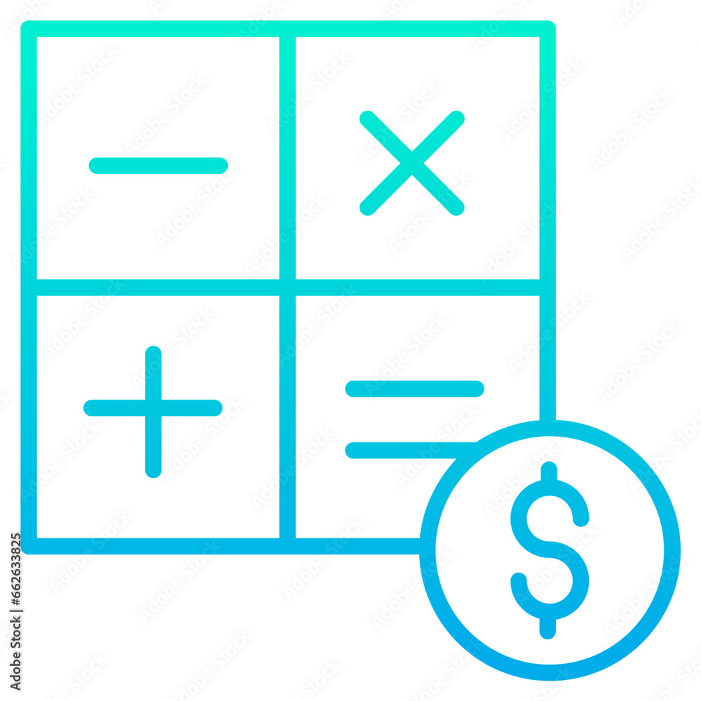 Outline Gradient Dollar Maths icon Outline Gradient Dollar Maths icon