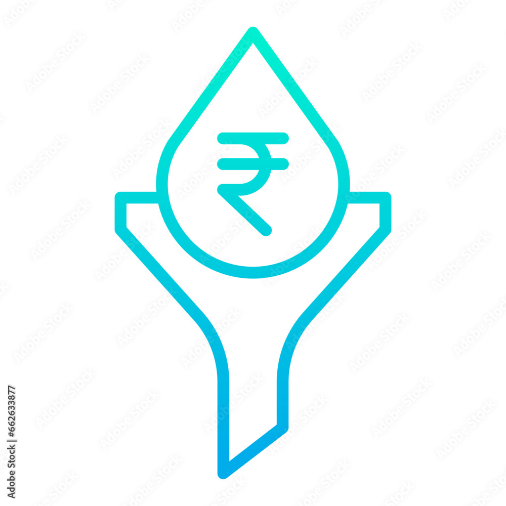 Outline Gradient Rupees Funnel icon Outline Gradient Rupees Funnel icon