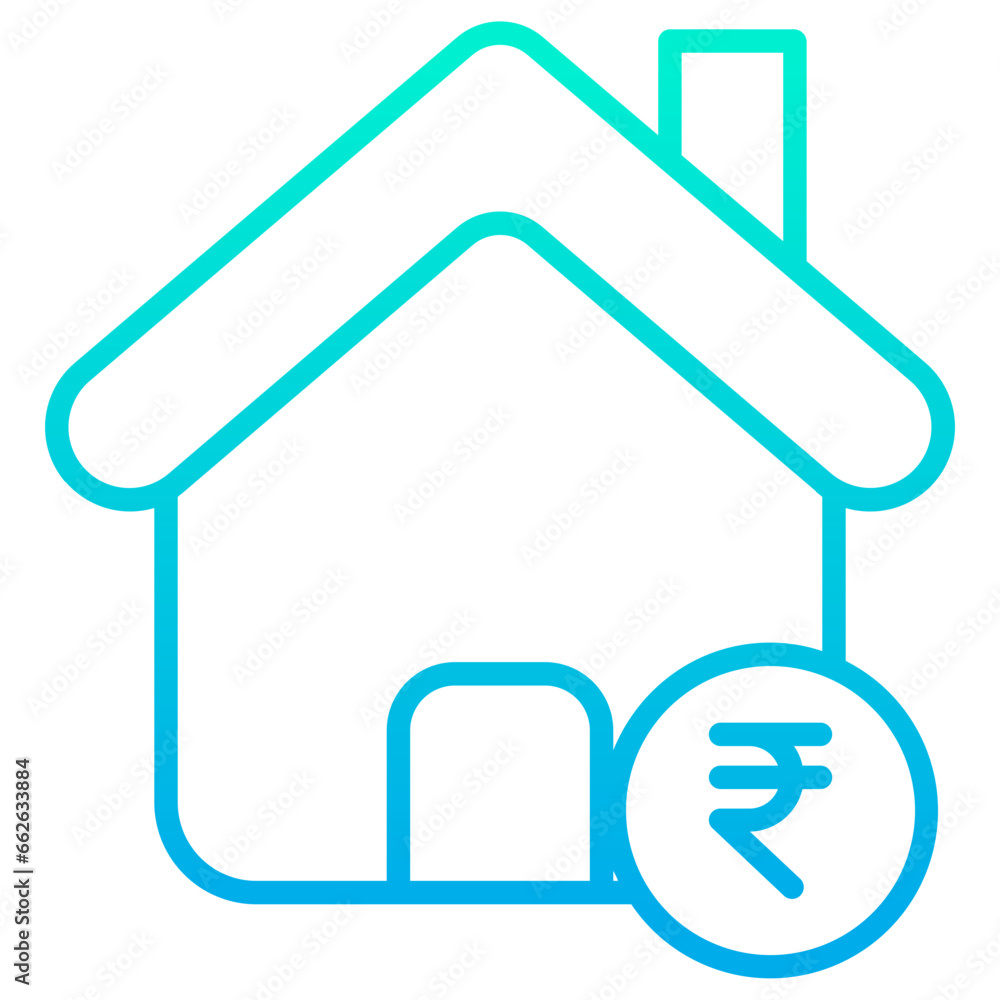 Outline Gradient House rent rupee icon Outline Gradient House rent rupee icon