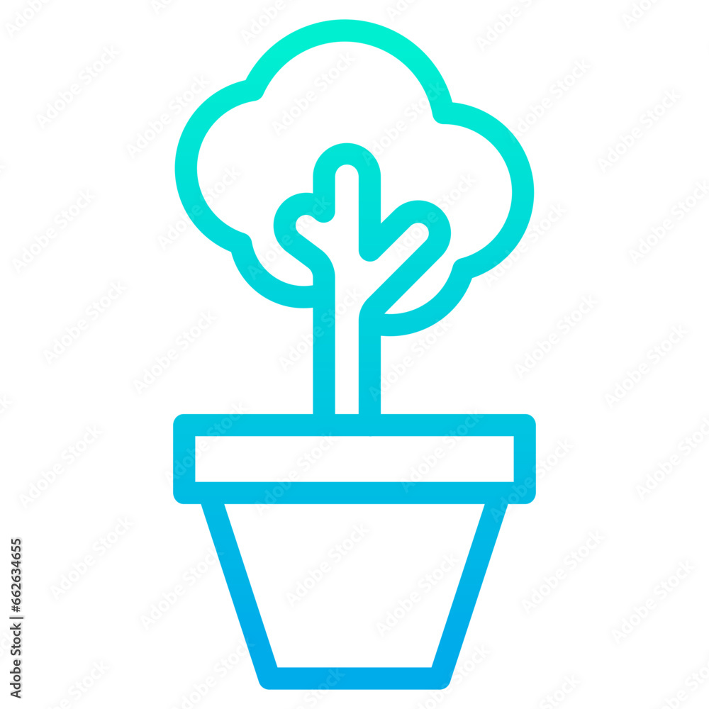 Obraz premium Outline Gradient Pot tree icon