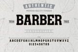Barber typeface. For labels and different type designs
