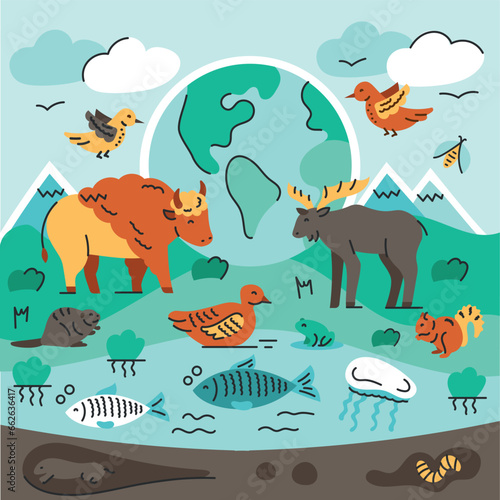 Biodiversity color concept. Environmental protection.