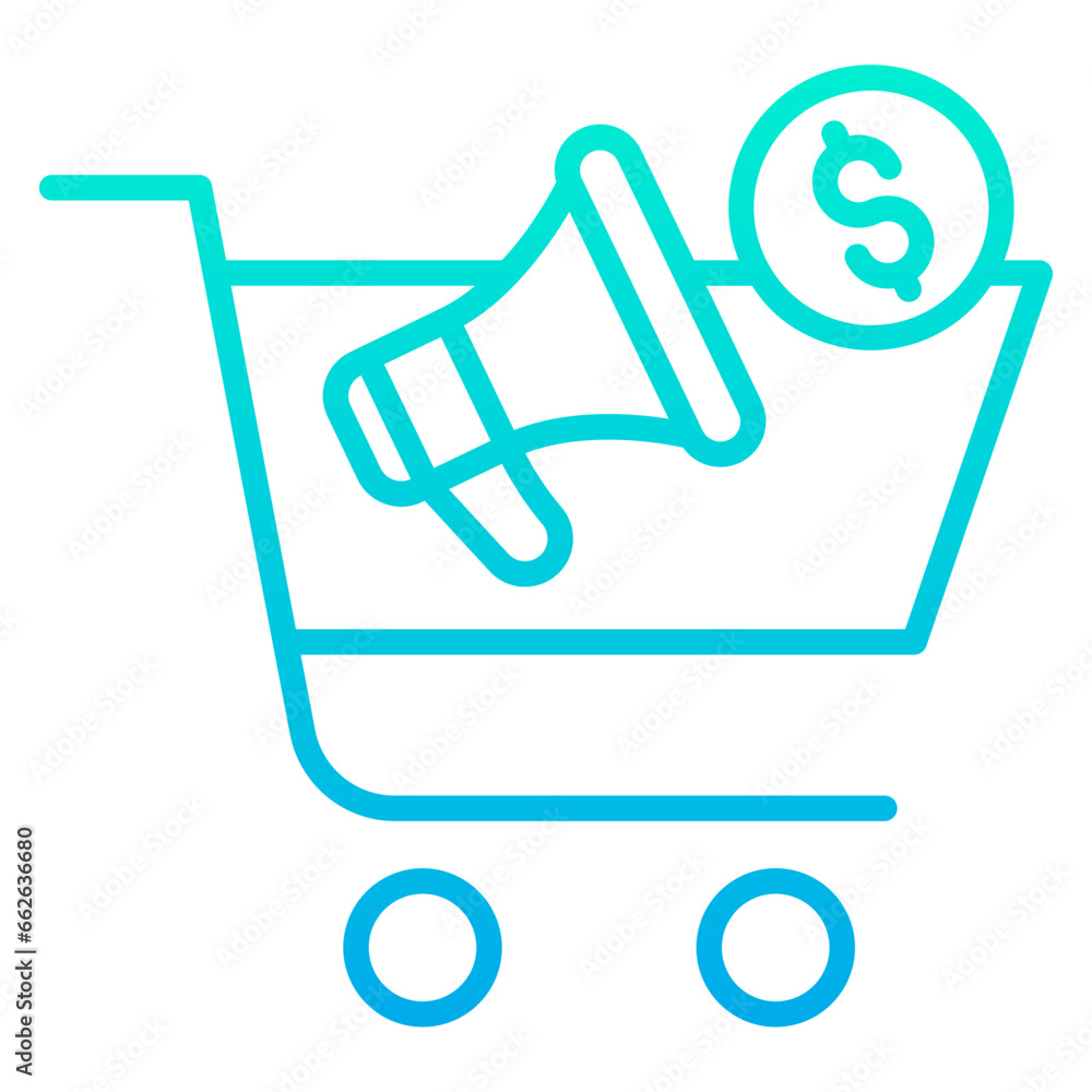 Outline Gradient Dollar cart icon Outline Gradient Dollar cart icon