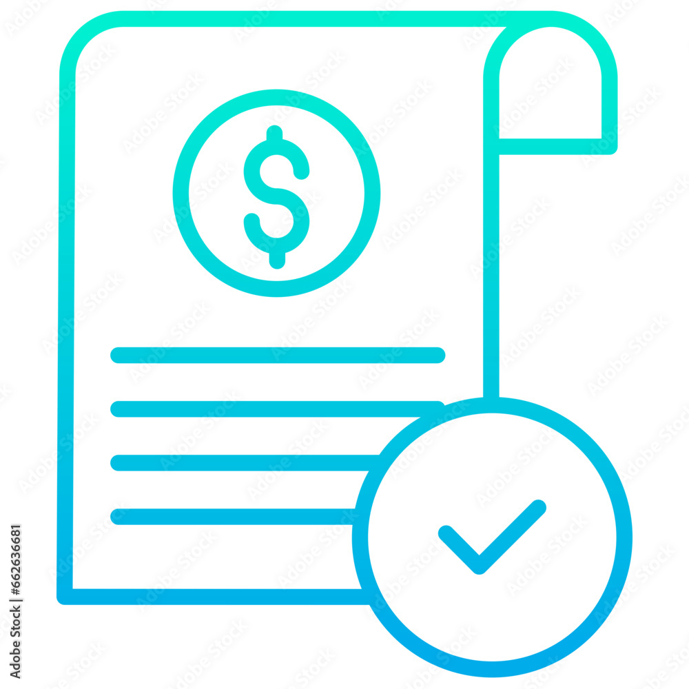 Outline Gradient Dollar document Approve icon Outline Gradient Dollar document Approve icon