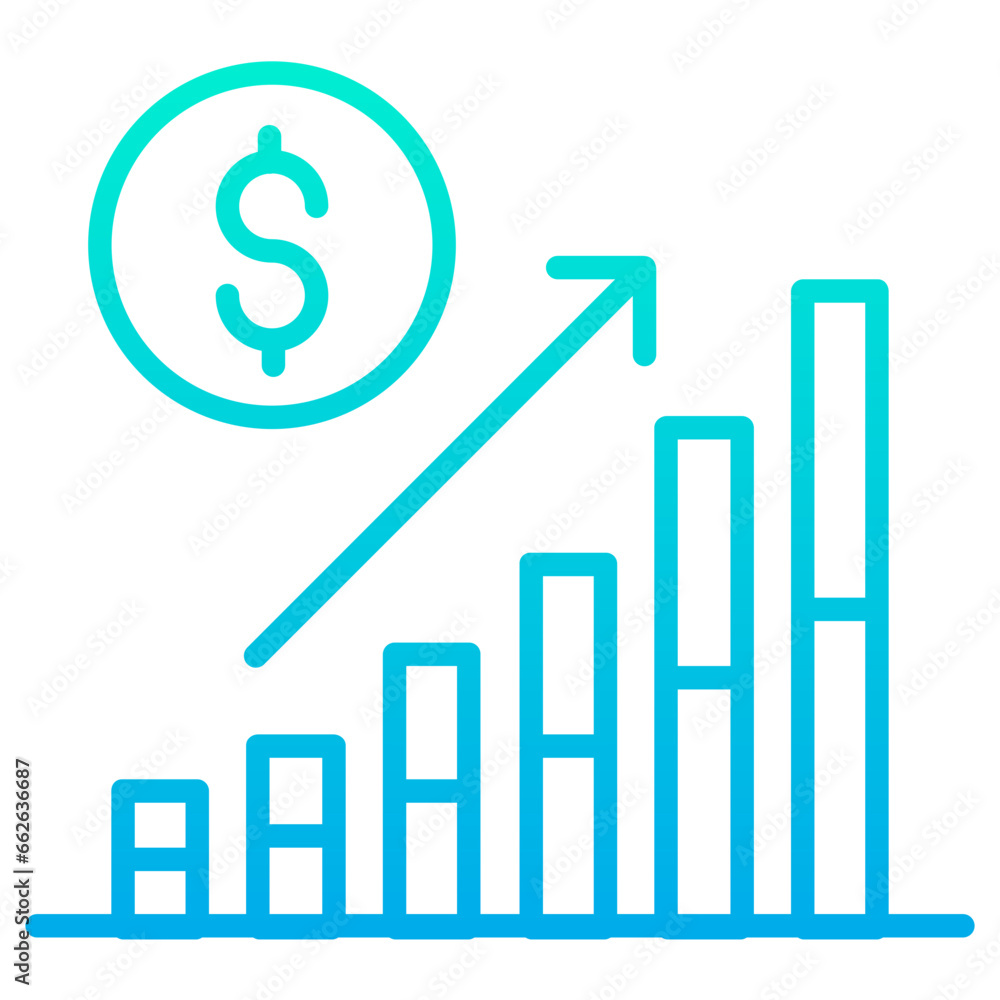 Outline Gradient Dollar Bar chart icon Outline Gradient Dollar Bar chart icon