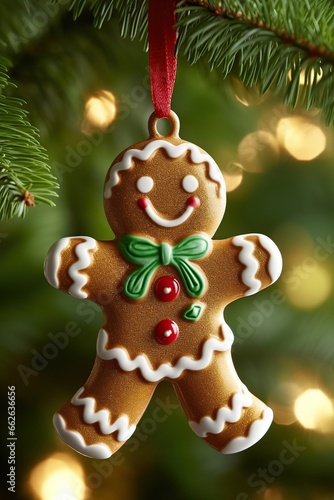 Christmas Gingerbread Man Ornament with Bow